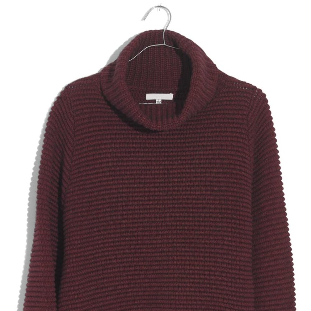 Madewell Side-Button Cherry Turtleneck Sweater NWT